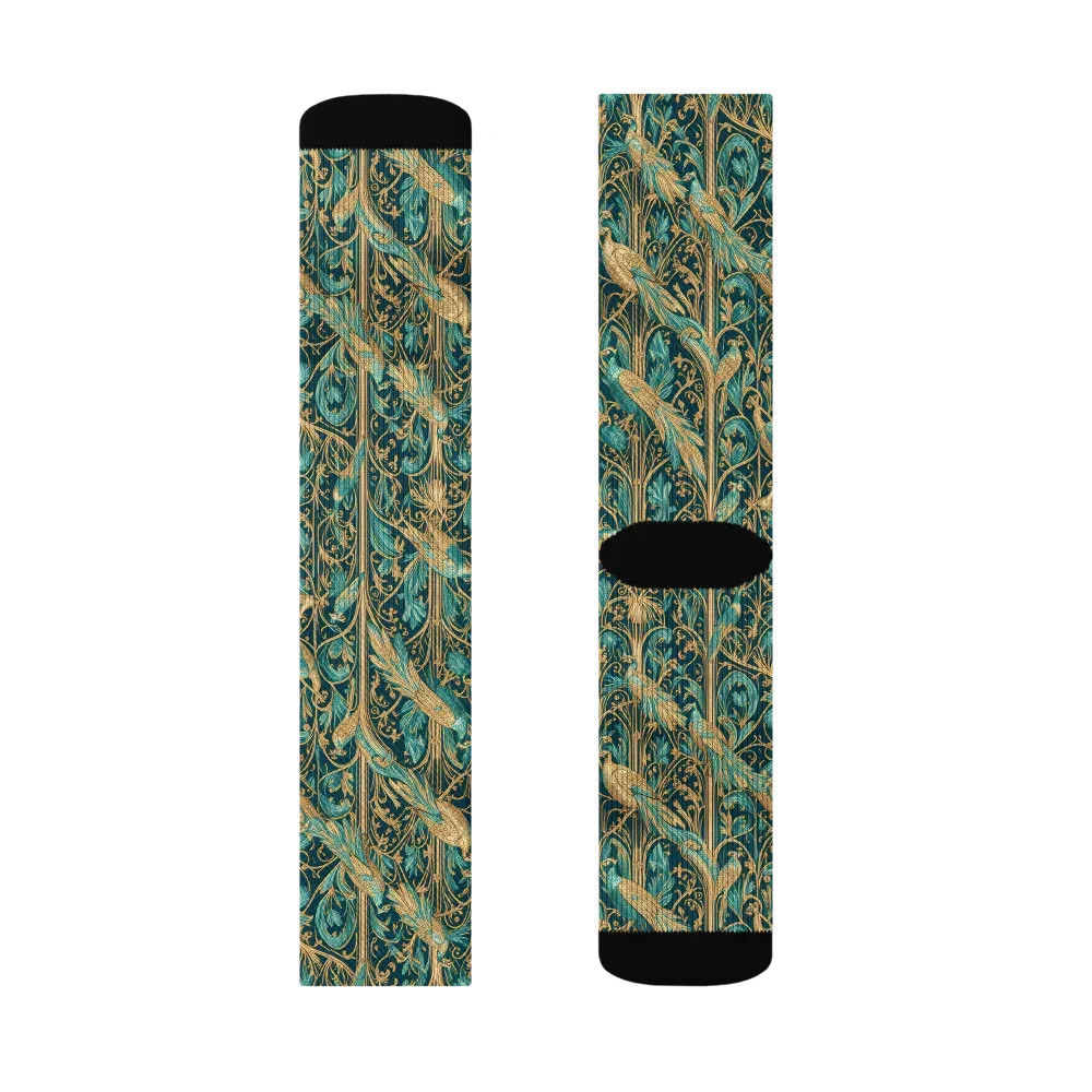 Teal Aviary on Socks — Right Sock