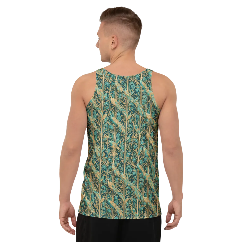 Teal Aviary on Men's Tank Top — Back