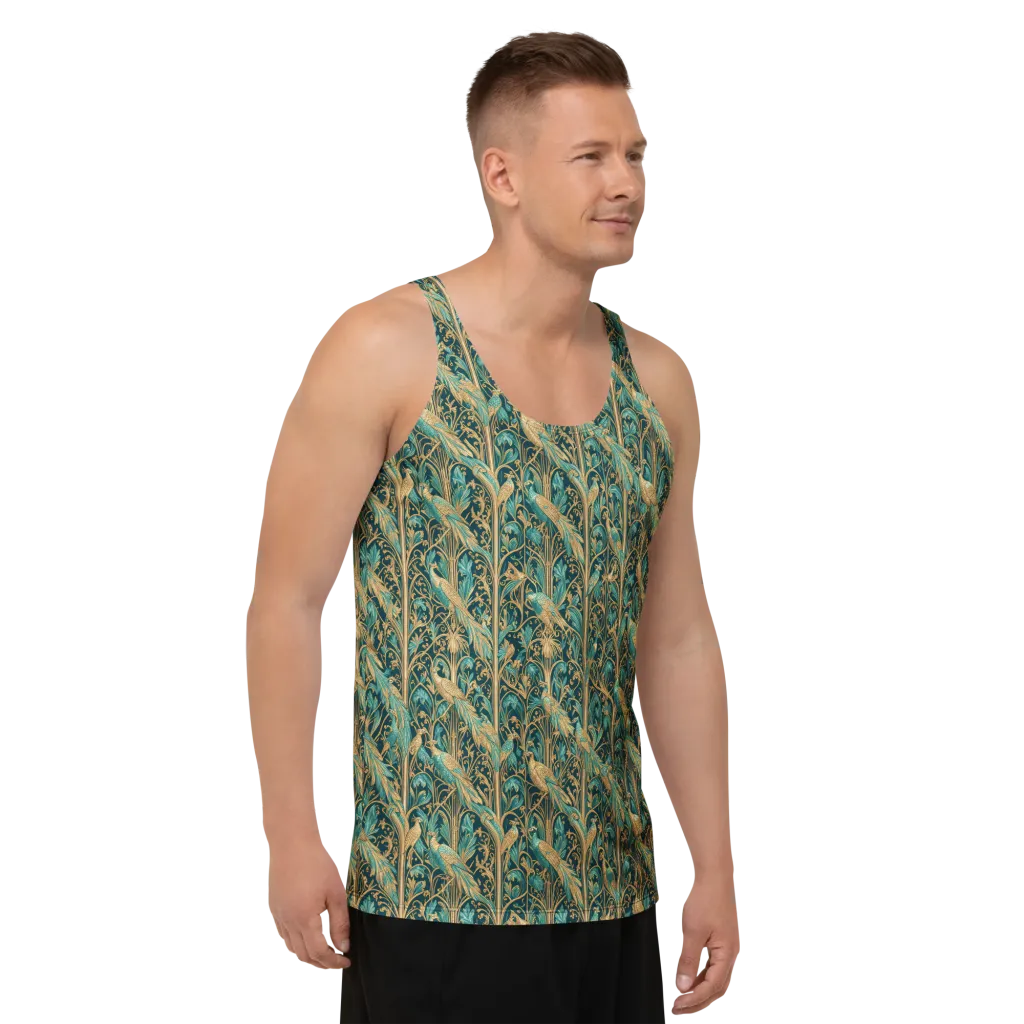 Teal Aviary on Men's Tank Top — Right Front