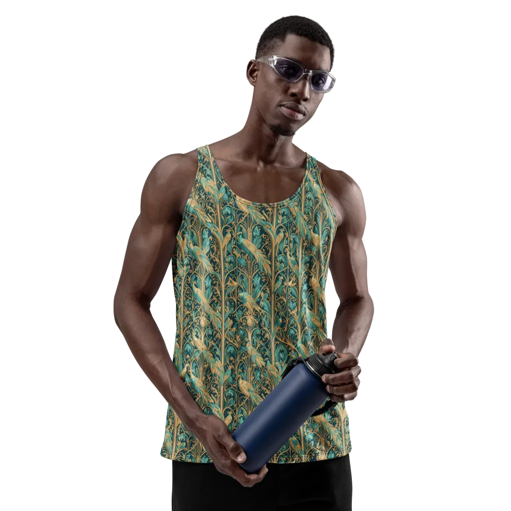 Teal Aviary on Men's Tank Top — Front