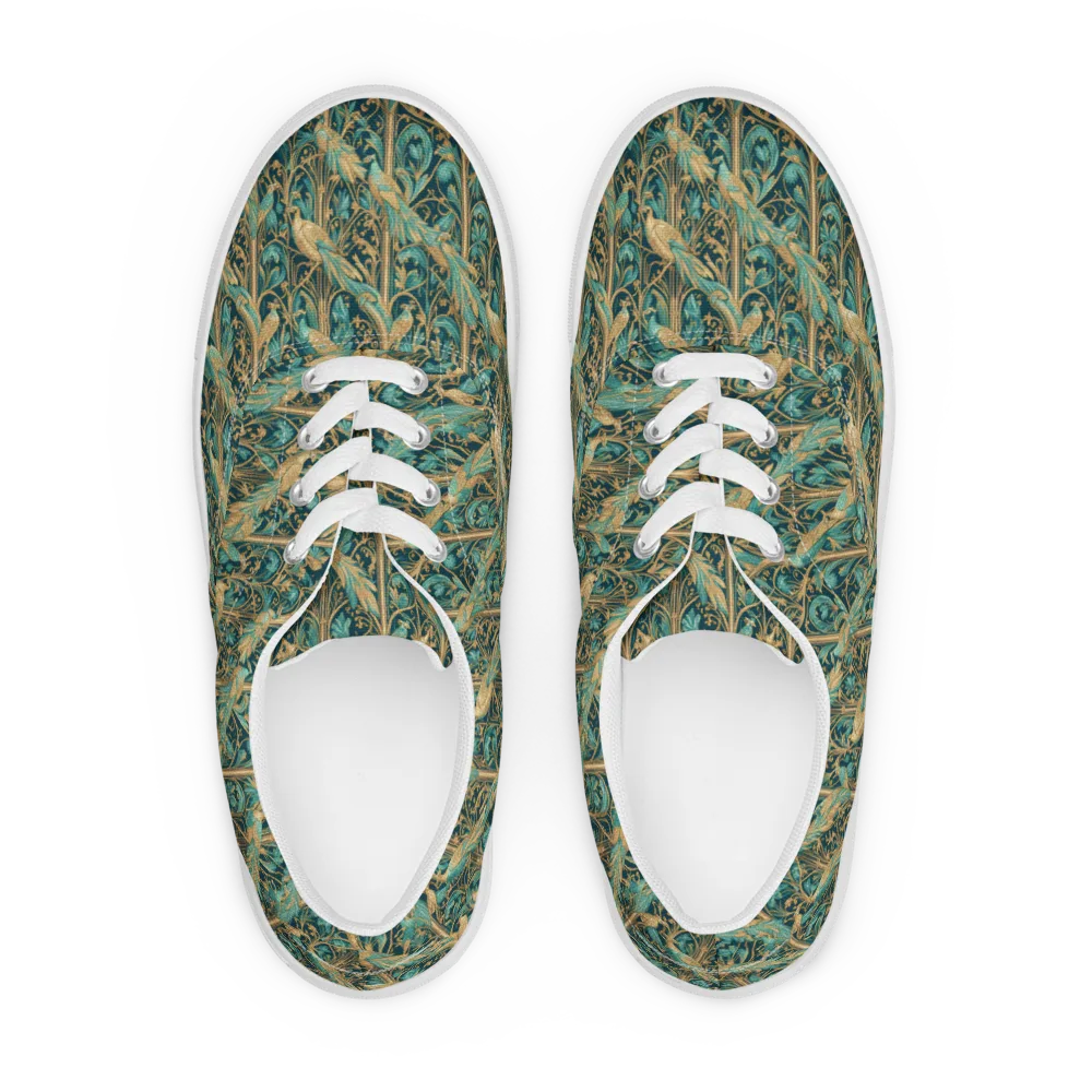 Teal Aviary on Men's Lace-Up Canvas Shoes — Front