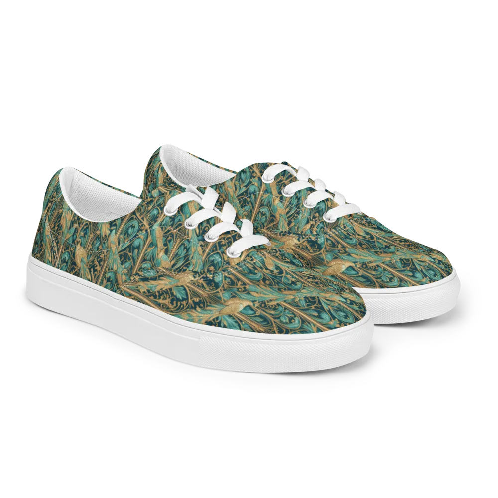 Teal Aviary on Men's Lace-Up Canvas Shoes — Right Front