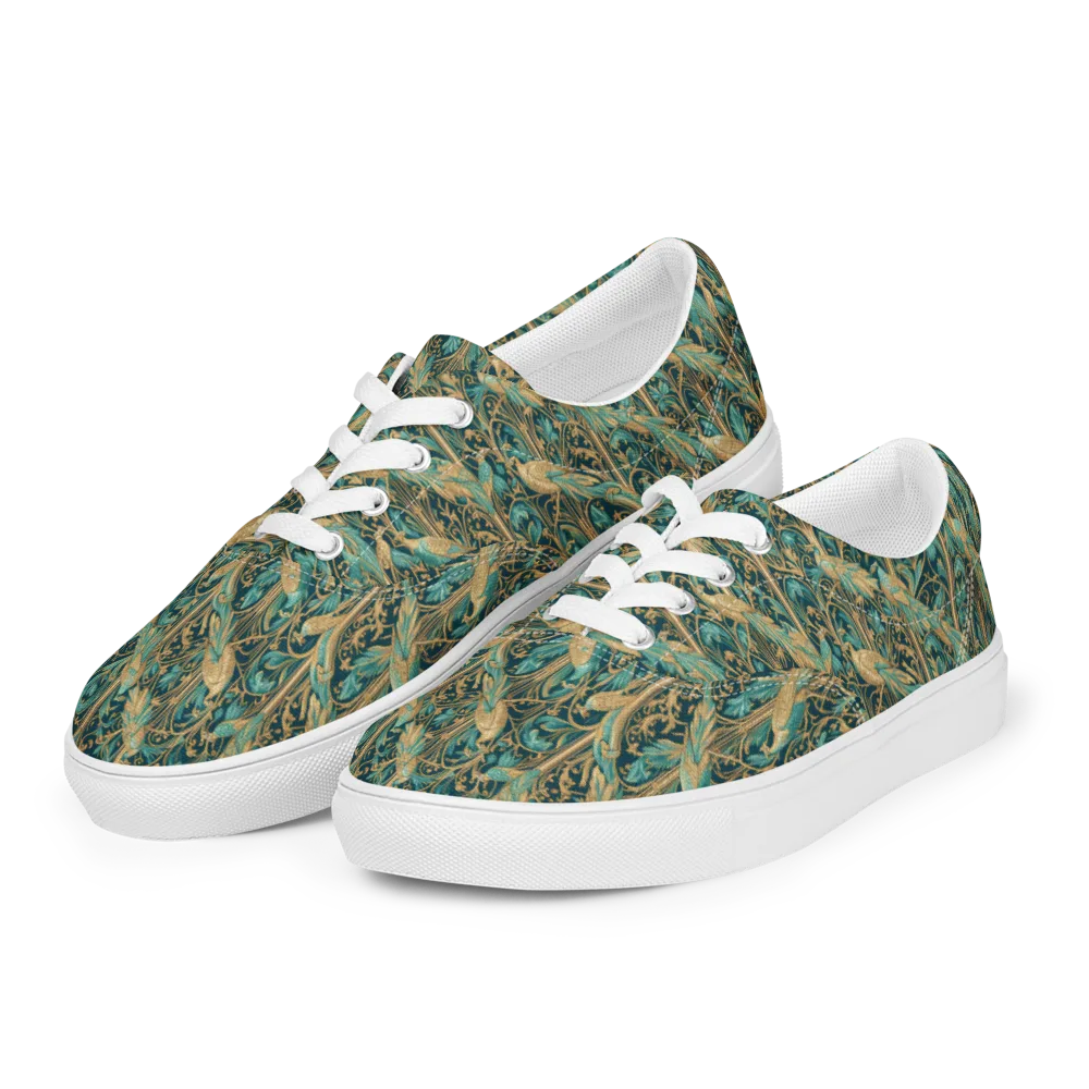 Teal Aviary on Men's Lace-Up Canvas Shoes — Left Front