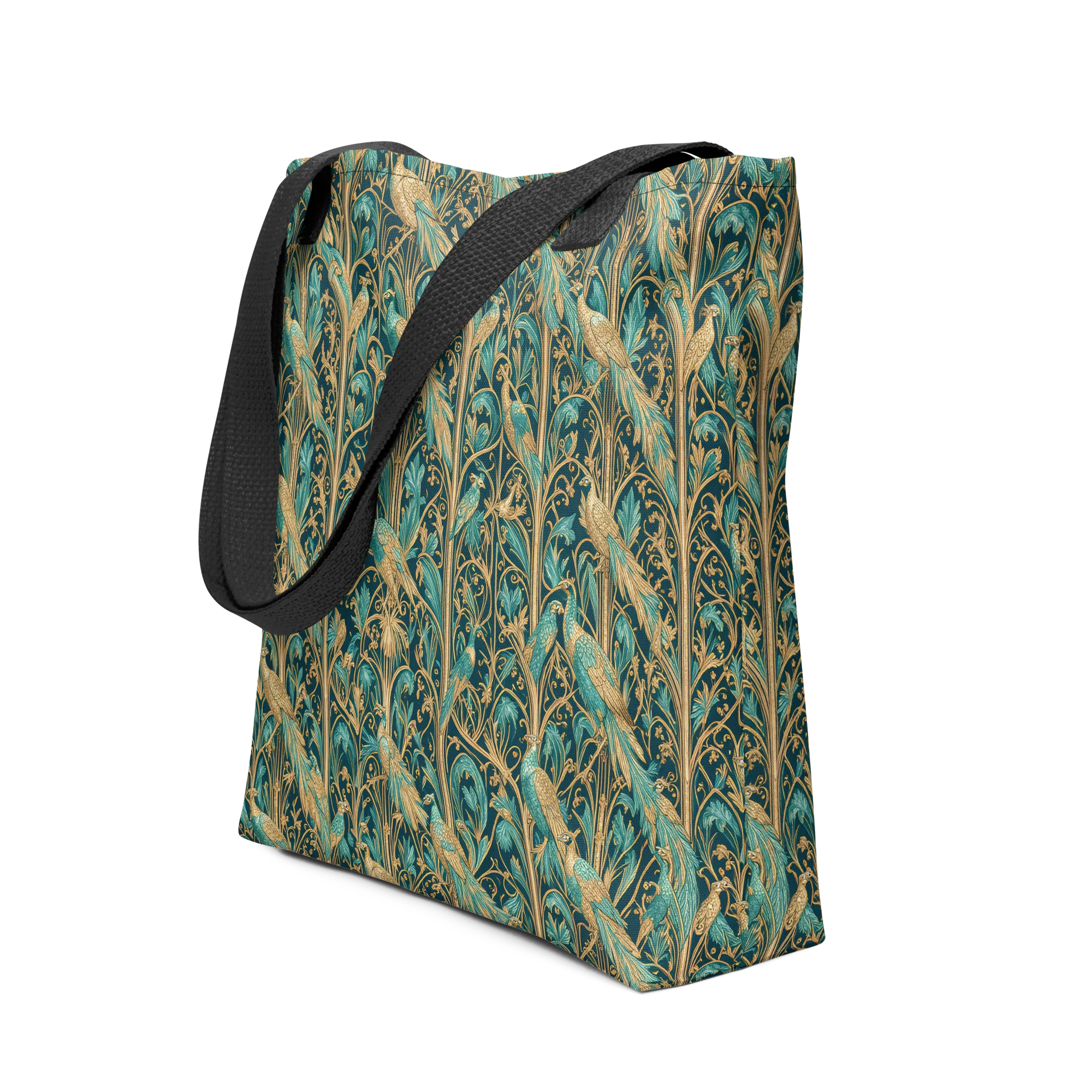 Teal Aviary on Tote Bag — Front