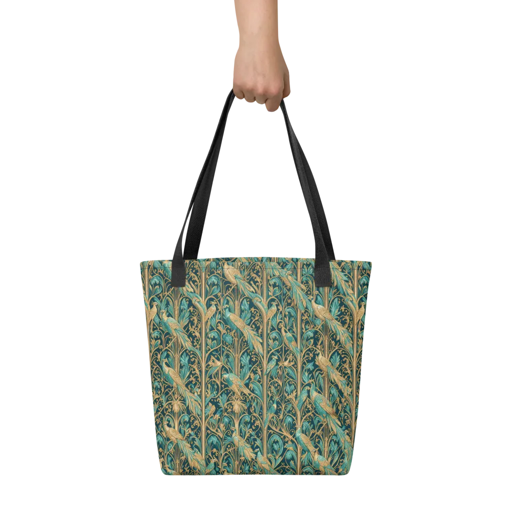 Teal Aviary on Tote Bag — Front
