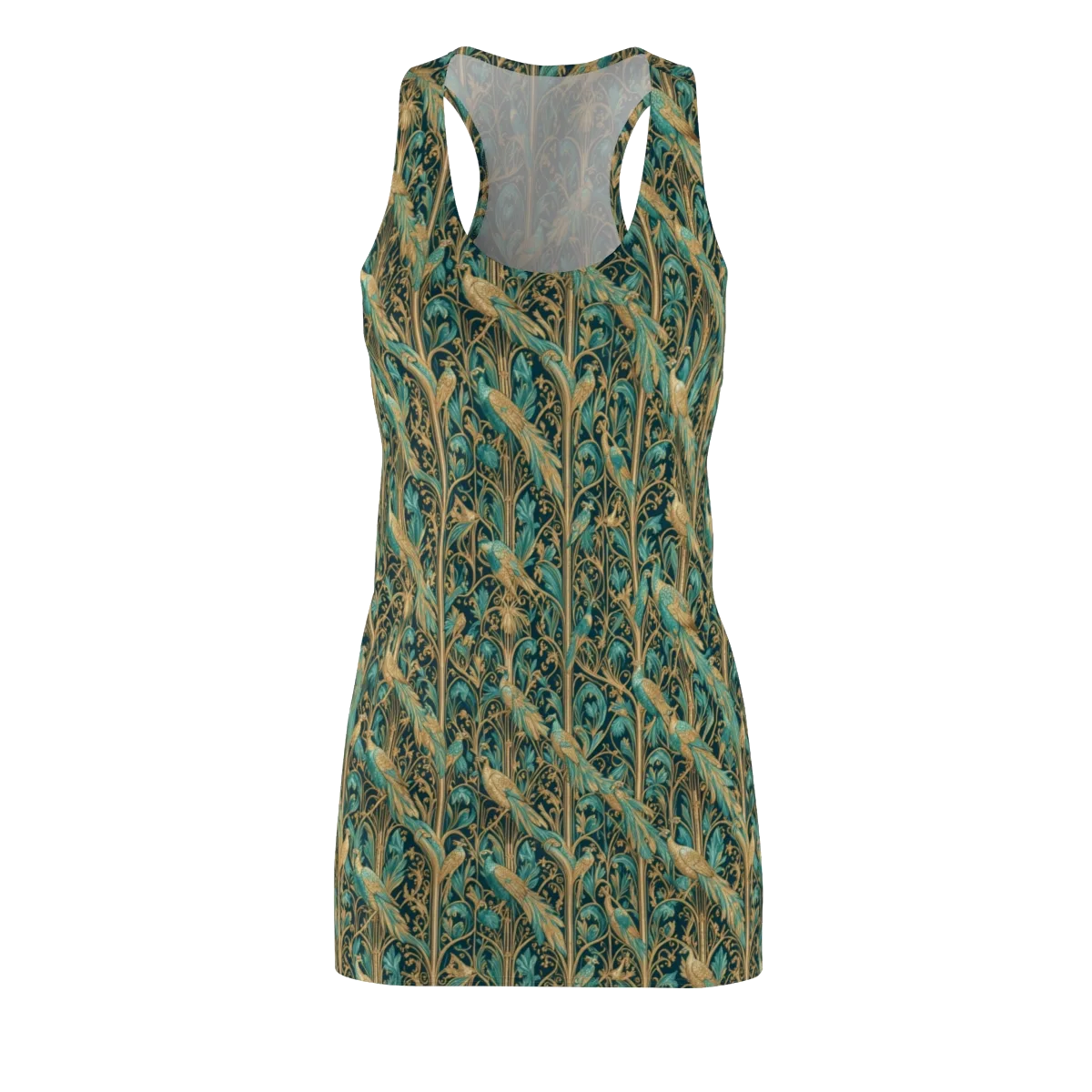 Teal Aviary on Racerback Dress — Front