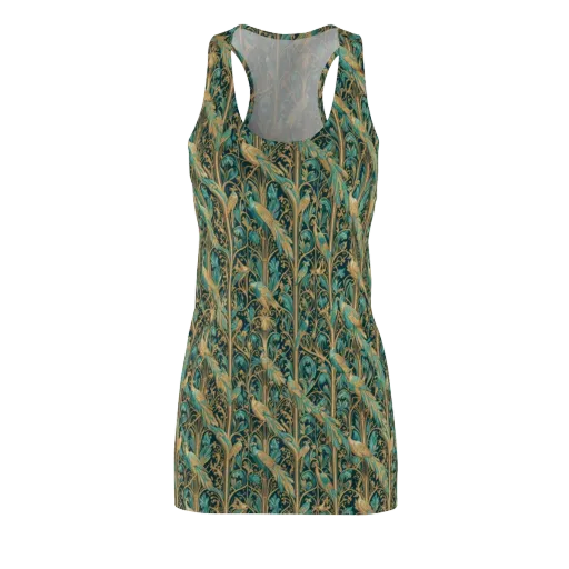 Teal Aviary on a Racerback Dress