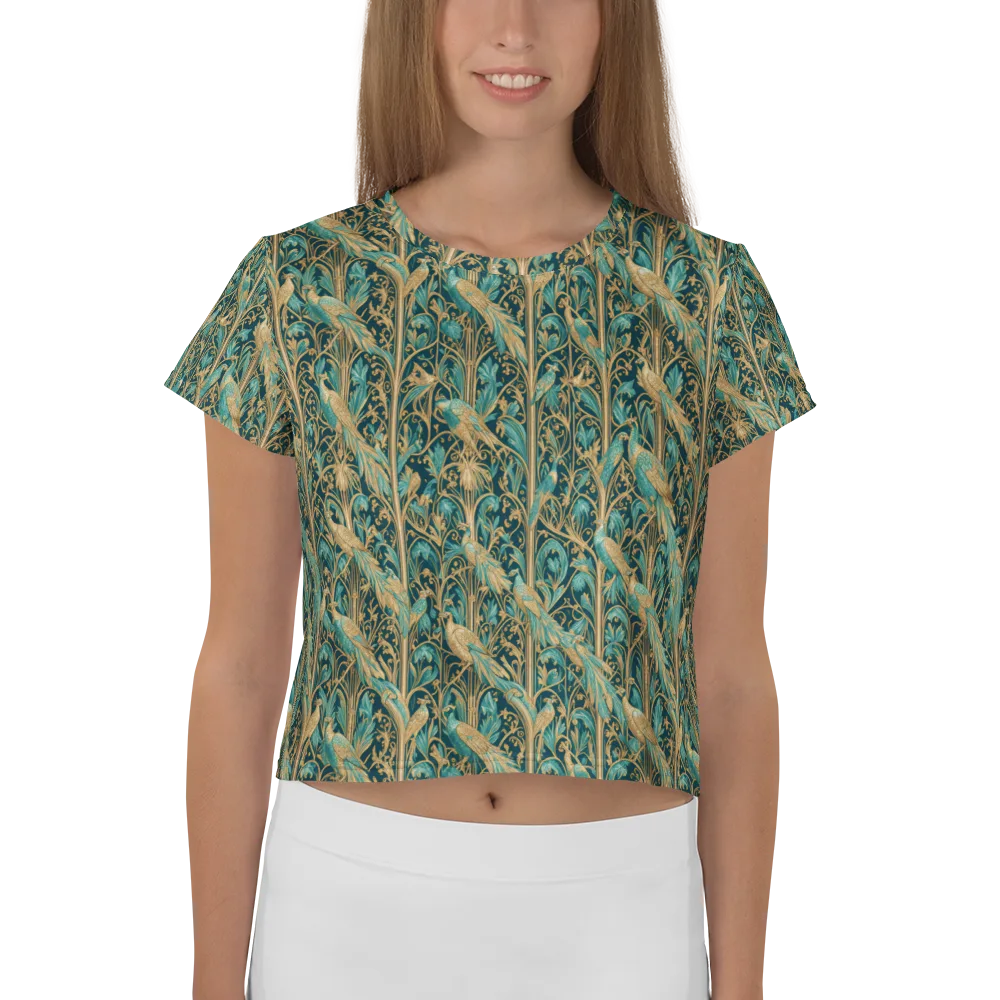 Teal Aviary on Crop Tee — Front