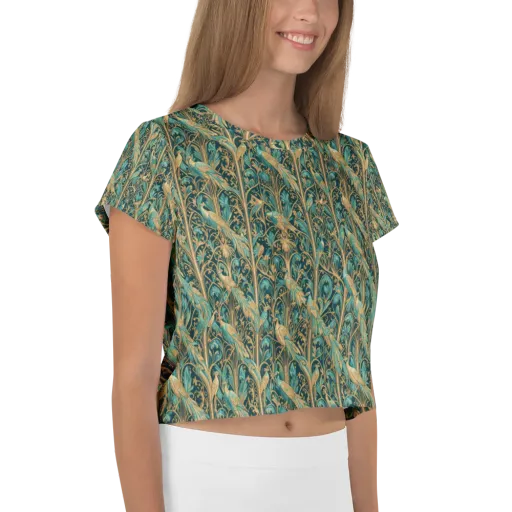 Teal Aviary on a Crop Tee
