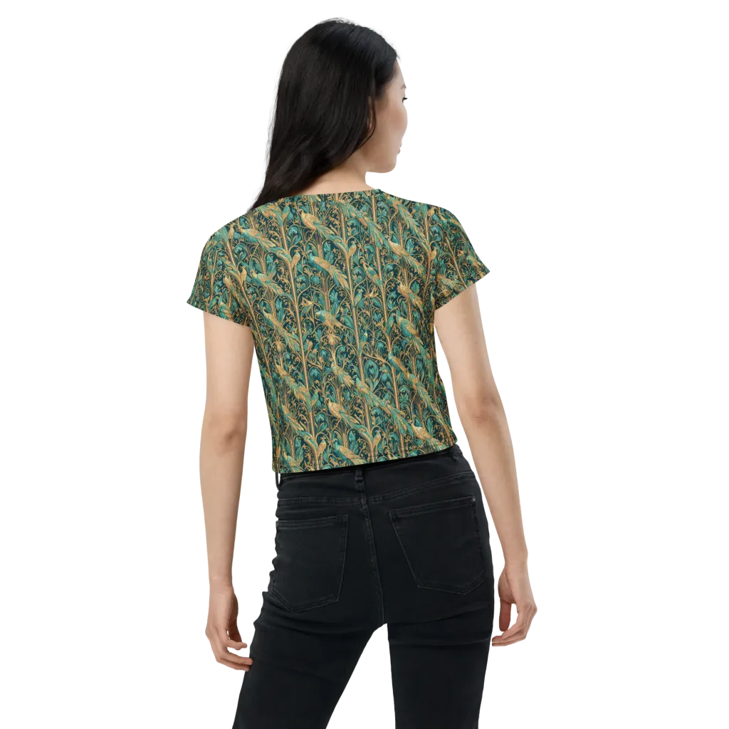 Teal Aviary on Crop Tee — Back