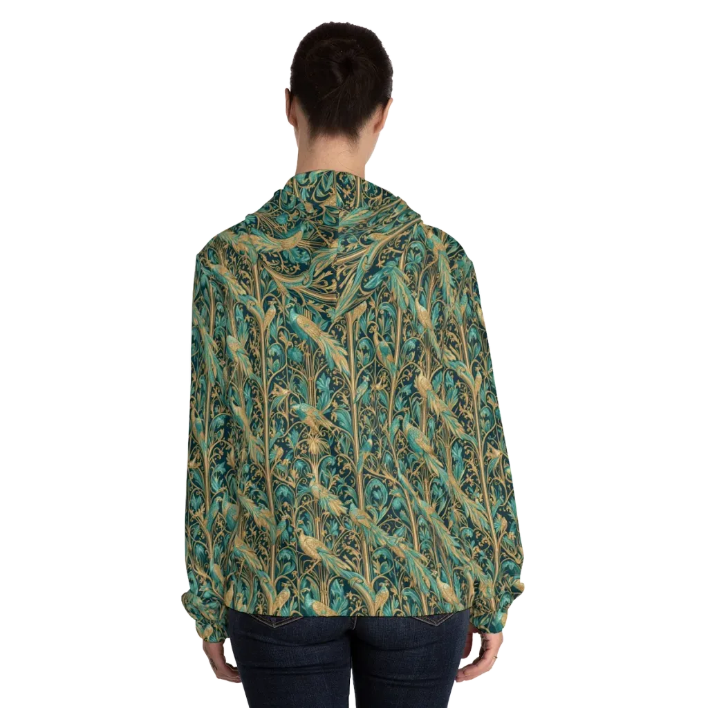 Teal Aviary on Women's Full-Zip Hoodie — Back On Person