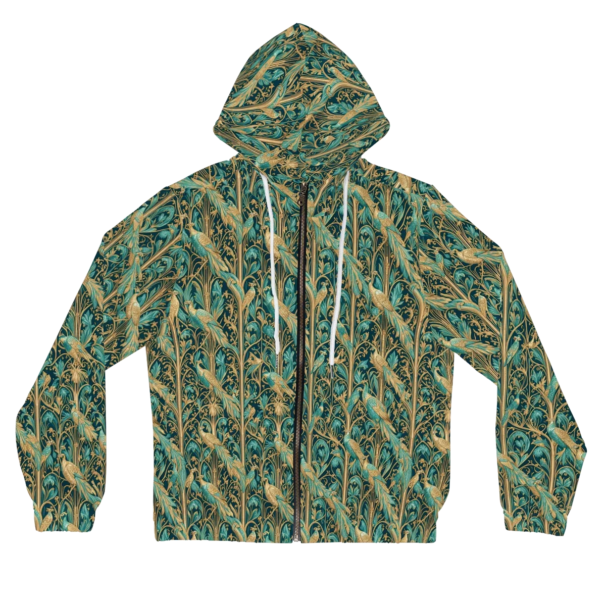 Teal Aviary on Women's Full-Zip Hoodie — Front