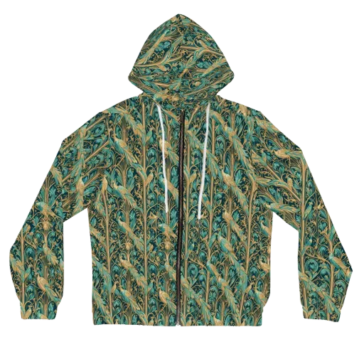 Teal Aviary on a Women's Full-Zip Hoodie