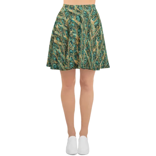 Teal Aviary on a Skater Skirt
