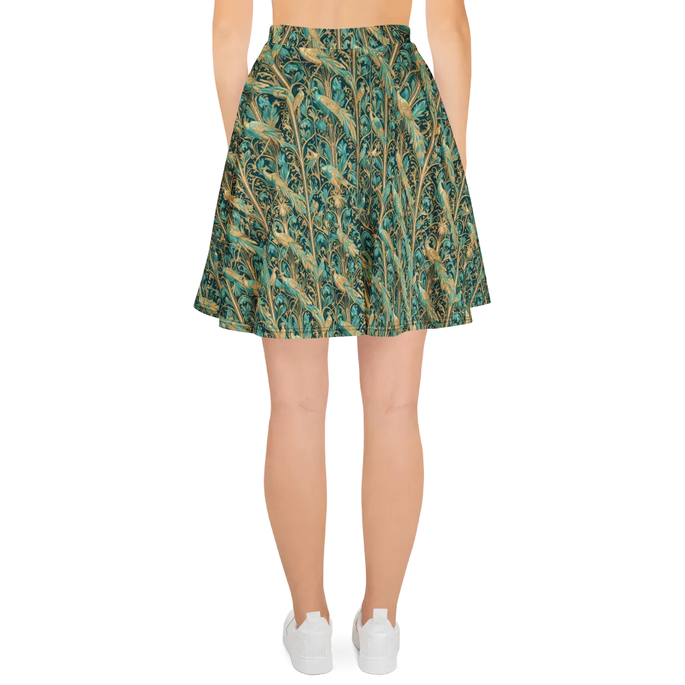 Teal Aviary on Skater Skirt — Back