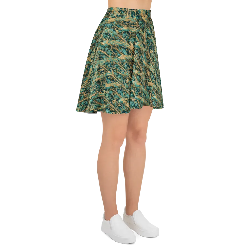 Teal Aviary on Skater Skirt — Right