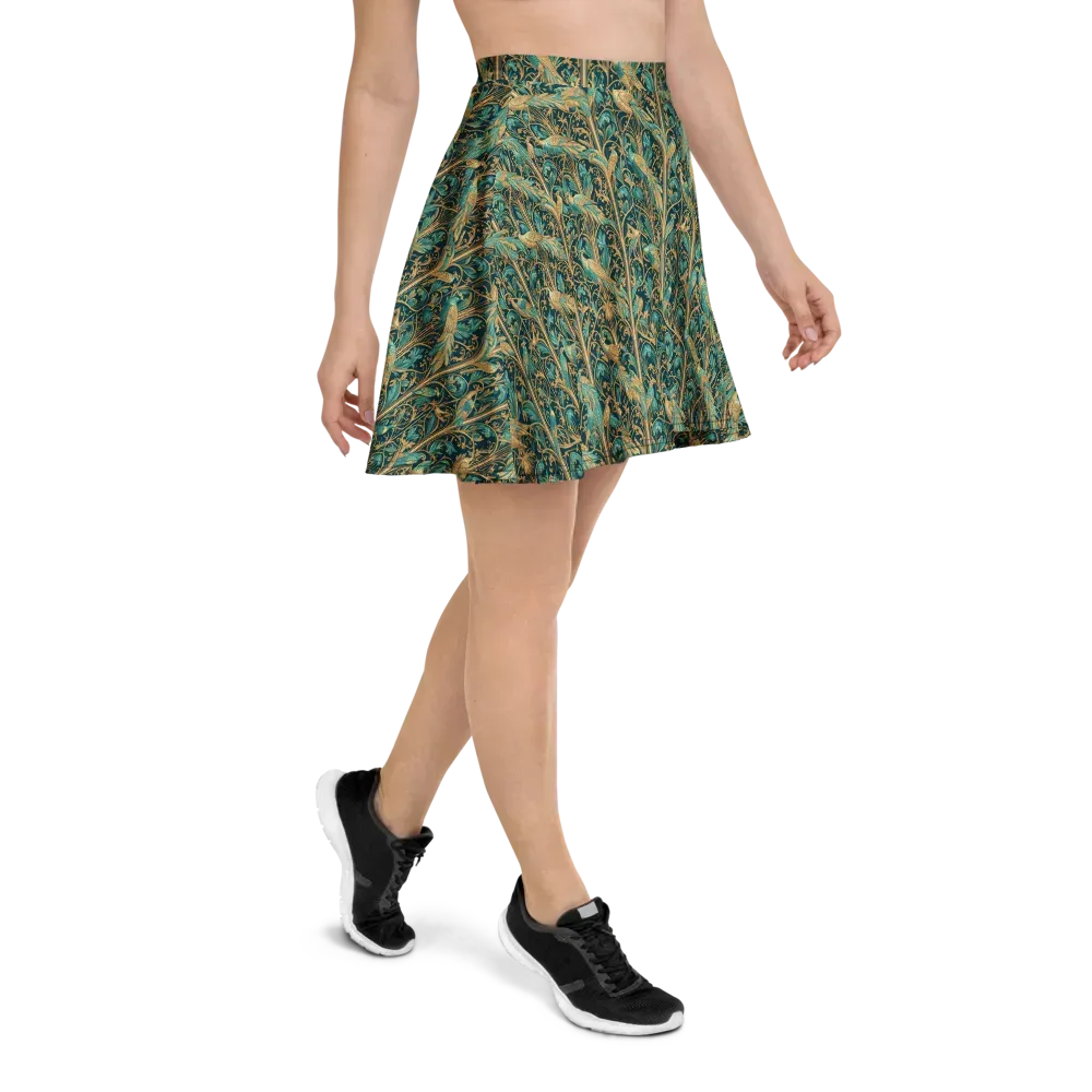 Teal Aviary on Skater Skirt — Right