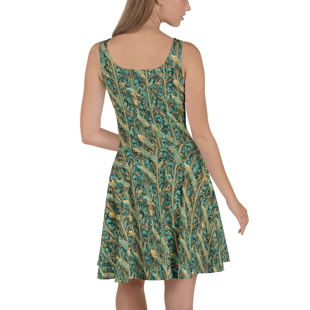 Teal Aviary on Skater Dress — Back