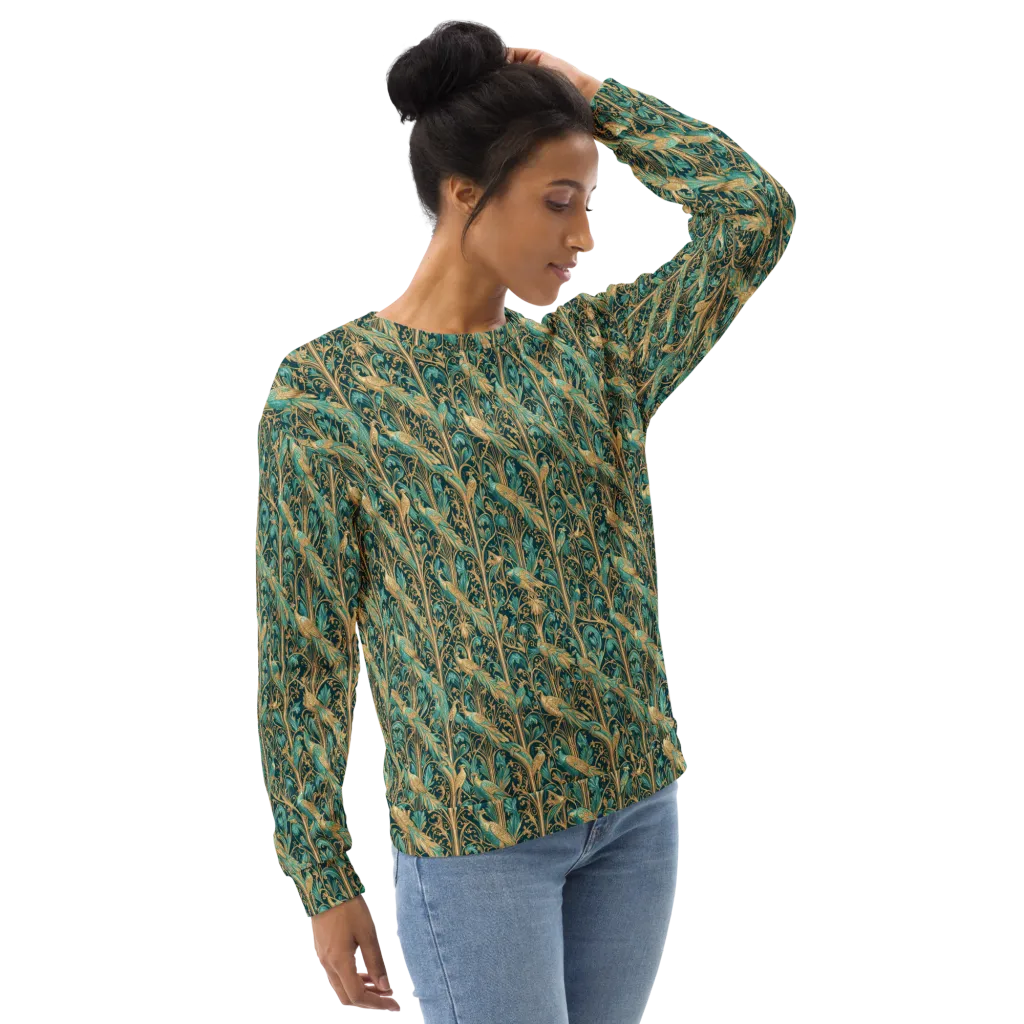 Teal Aviary on Sweatshirt — Right Front