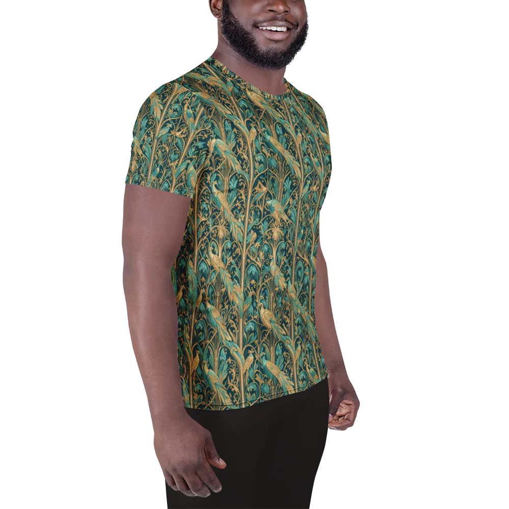 Teal Aviary on Men's Athletic T-Shirt — Right