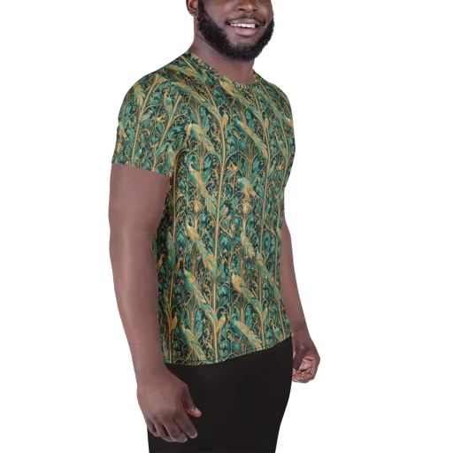 Teal Aviary on a Men's Athletic T-Shirt