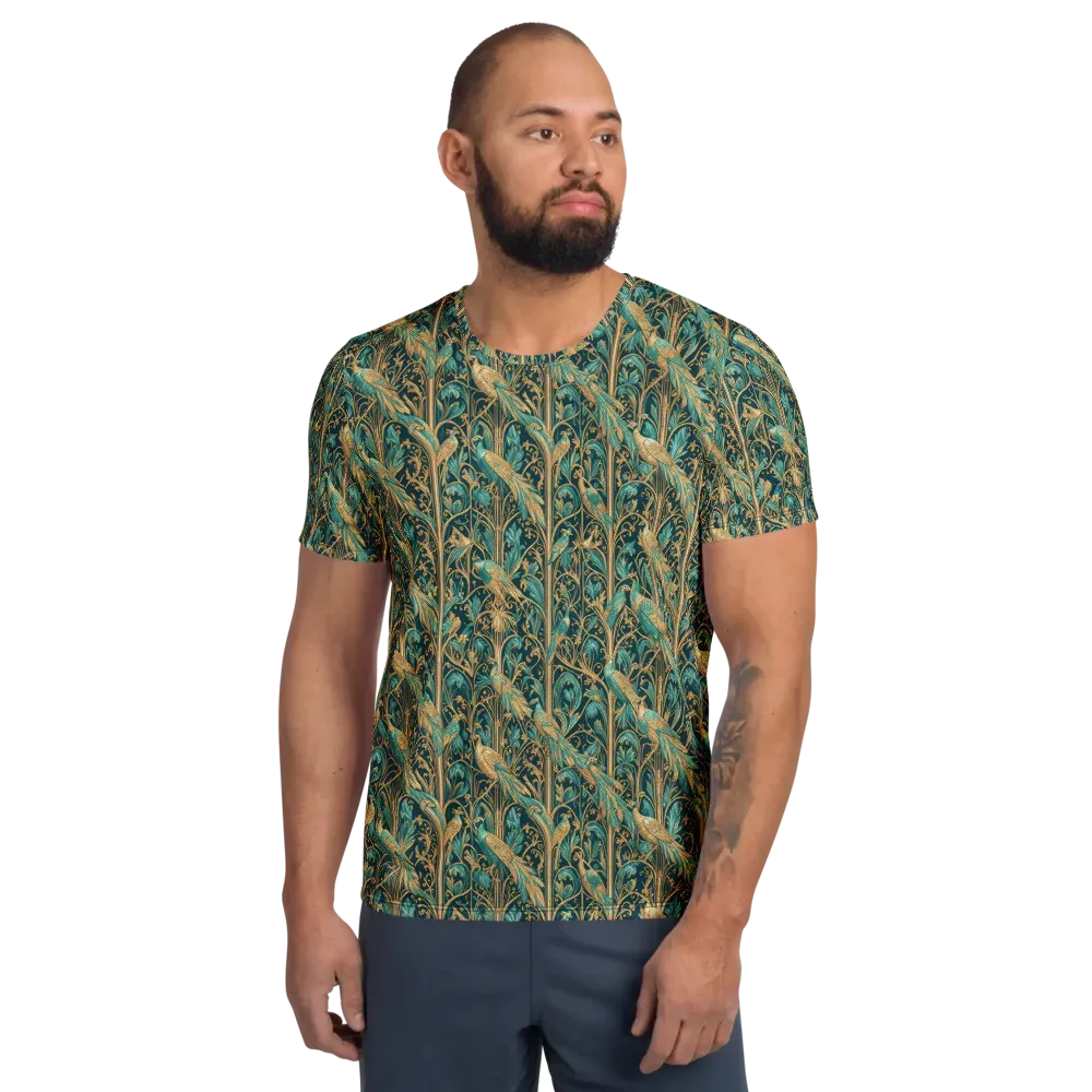 Teal Aviary on Men's Athletic T-Shirt — Front