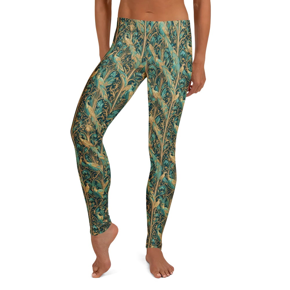 Teal Aviary on Leggings — Front