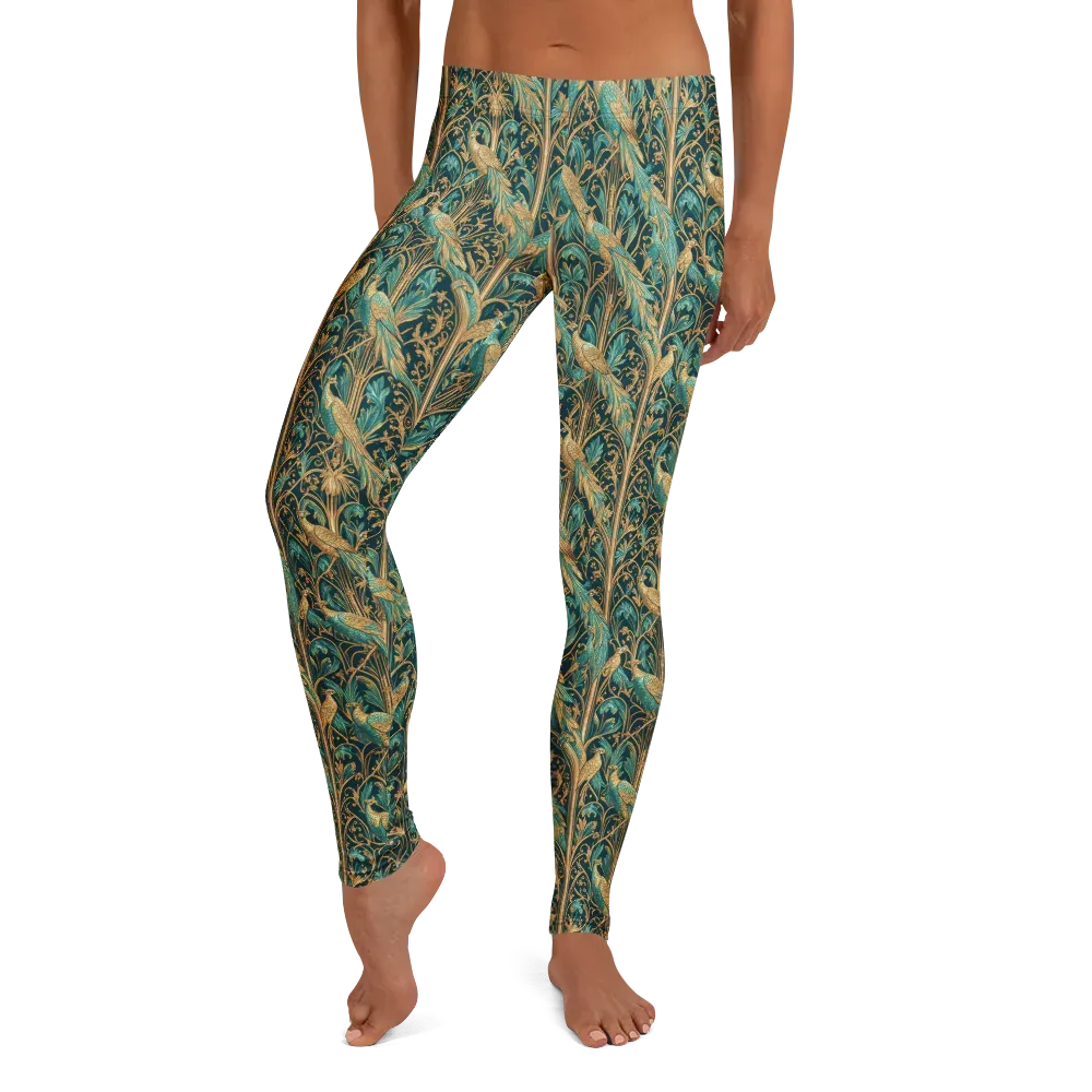 Teal Aviary on Leggings — Front