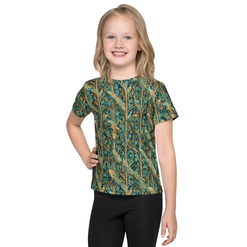 Teal Aviary on Kids Crew Neck T-Shirt — Front