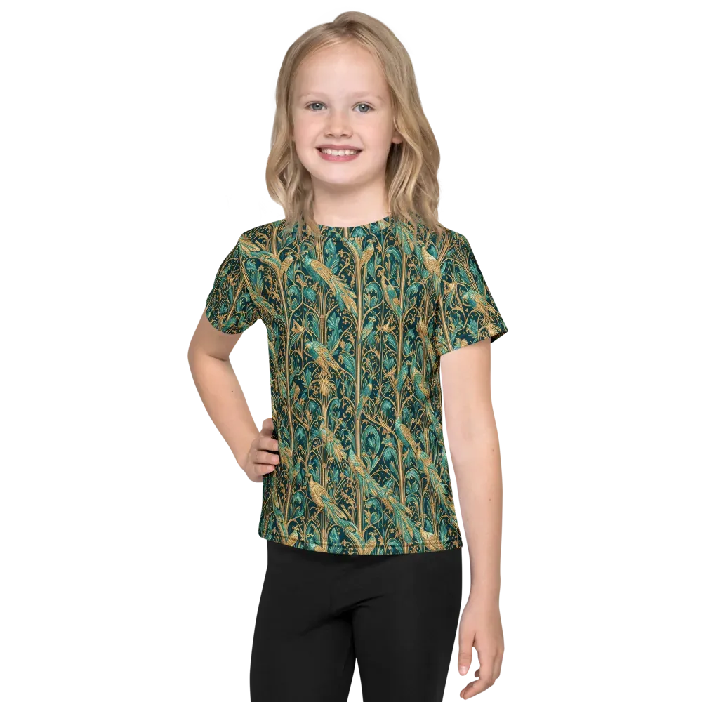 Teal Aviary on Kids Crew Neck T-Shirt — Front