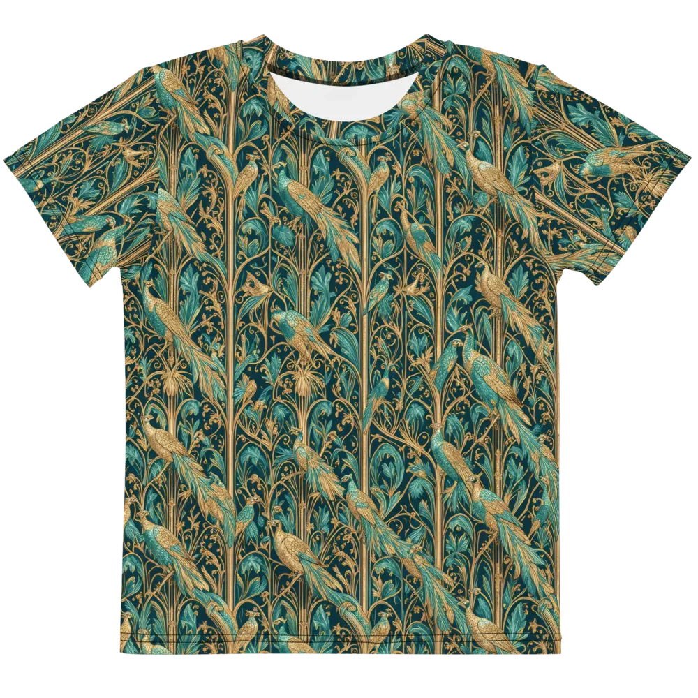 Teal Aviary on Kids Crew Neck T-Shirt — Front