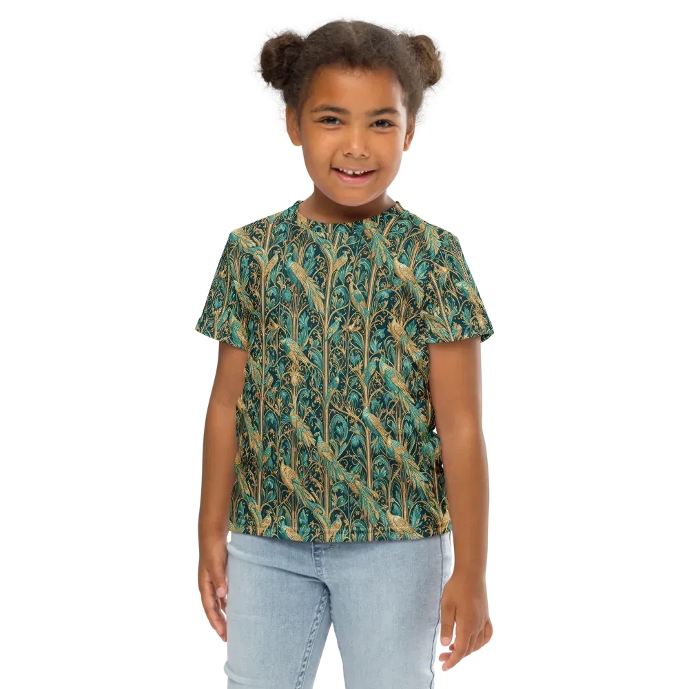 Teal Aviary on Kids Crew Neck T-Shirt — Front