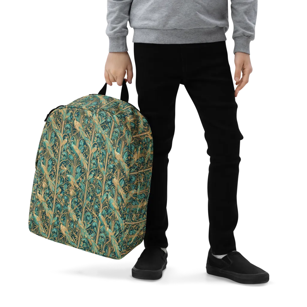 Teal Aviary on Minimalist Backpack — Zoomed-in
