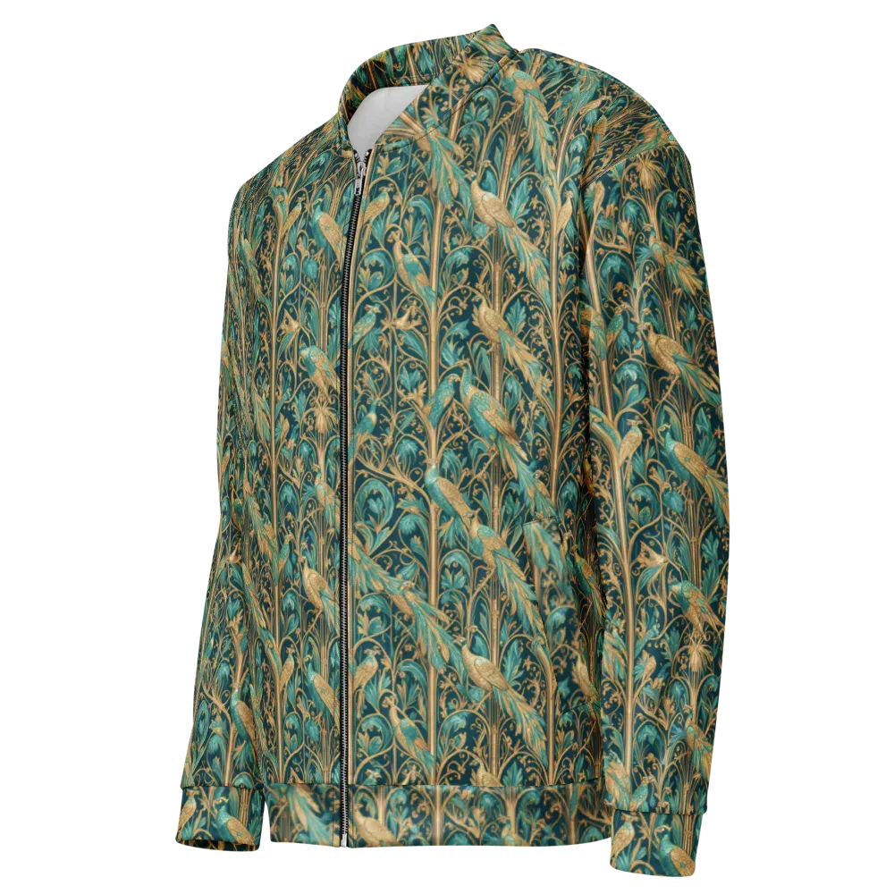 Teal Aviary on Bomber Jacket — Left Front
