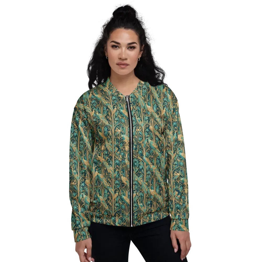 Teal Aviary on Bomber Jacket — Front