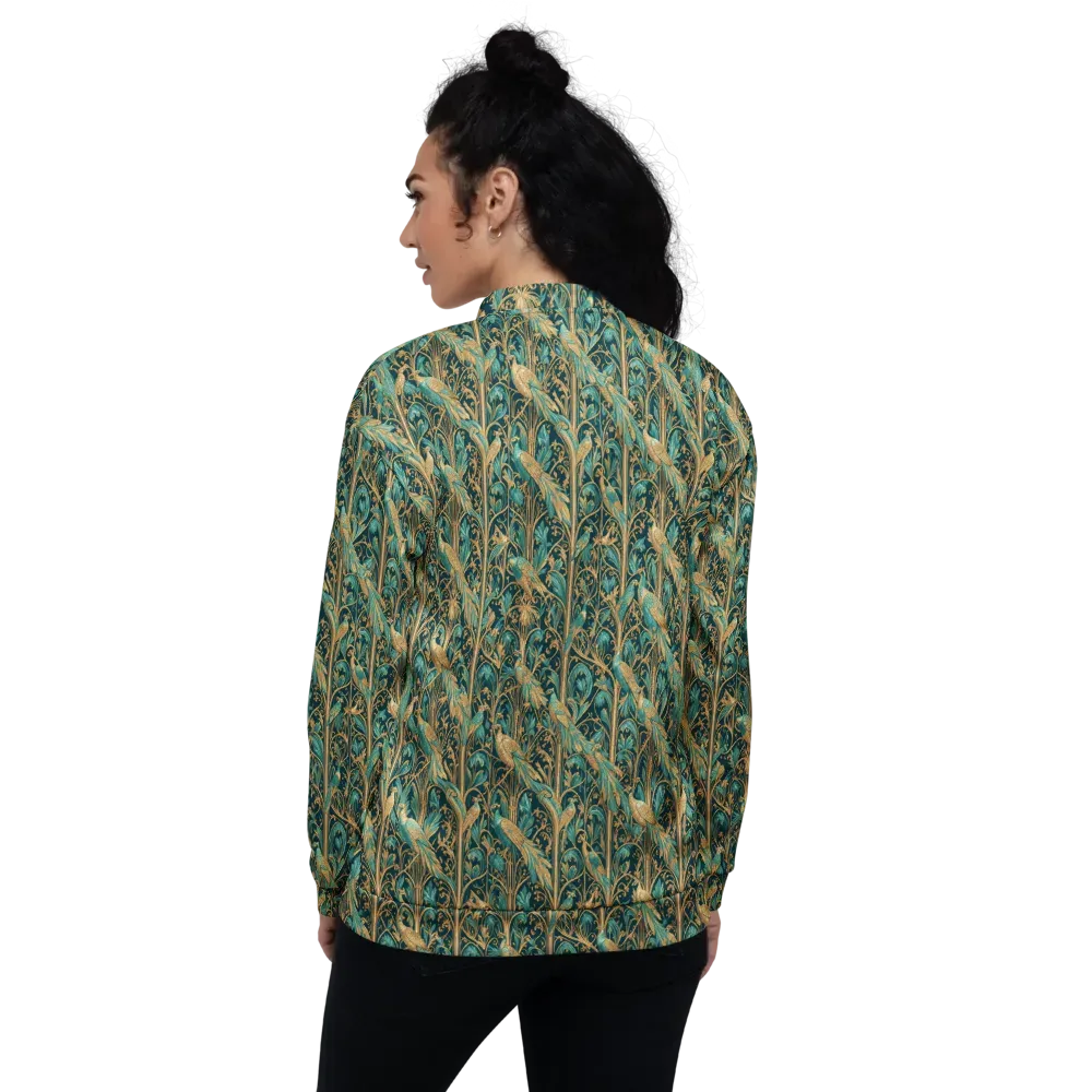 Teal Aviary on Bomber Jacket — Back