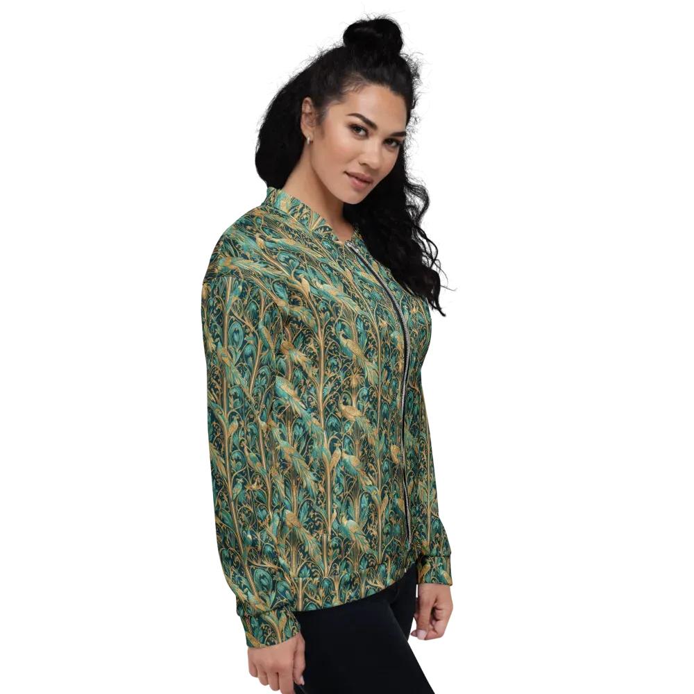 Teal Aviary on Bomber Jacket — Right