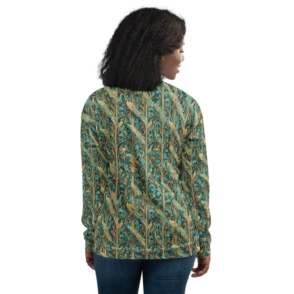 Teal Aviary on Bomber Jacket — Back