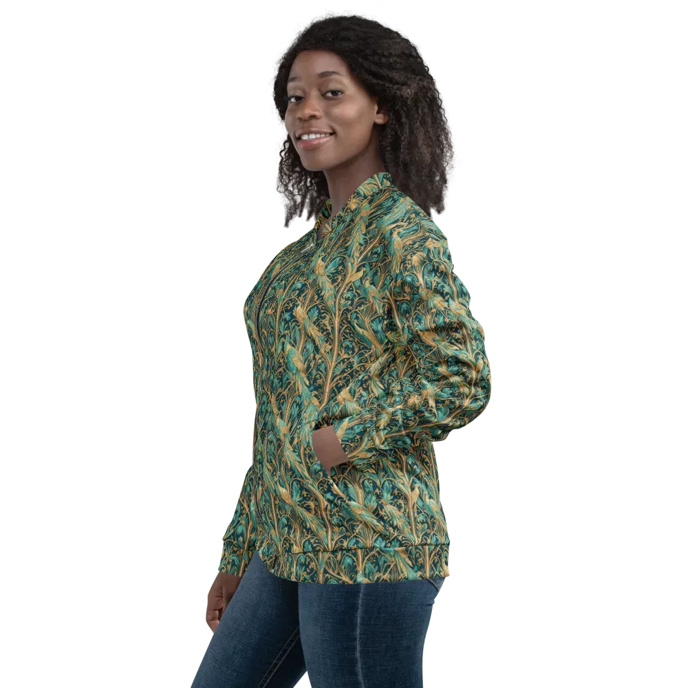 Teal Aviary on Bomber Jacket — Left