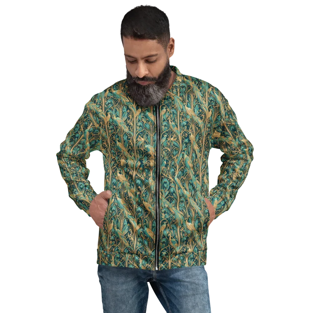 Teal Aviary on Bomber Jacket — Front