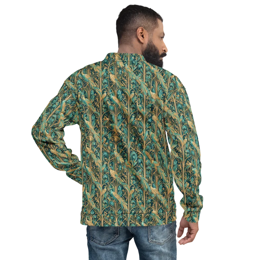 Teal Aviary on Bomber Jacket — Back