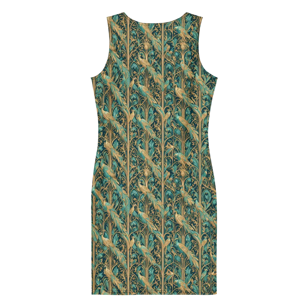 Teal Aviary on Bodycon Dress — Back