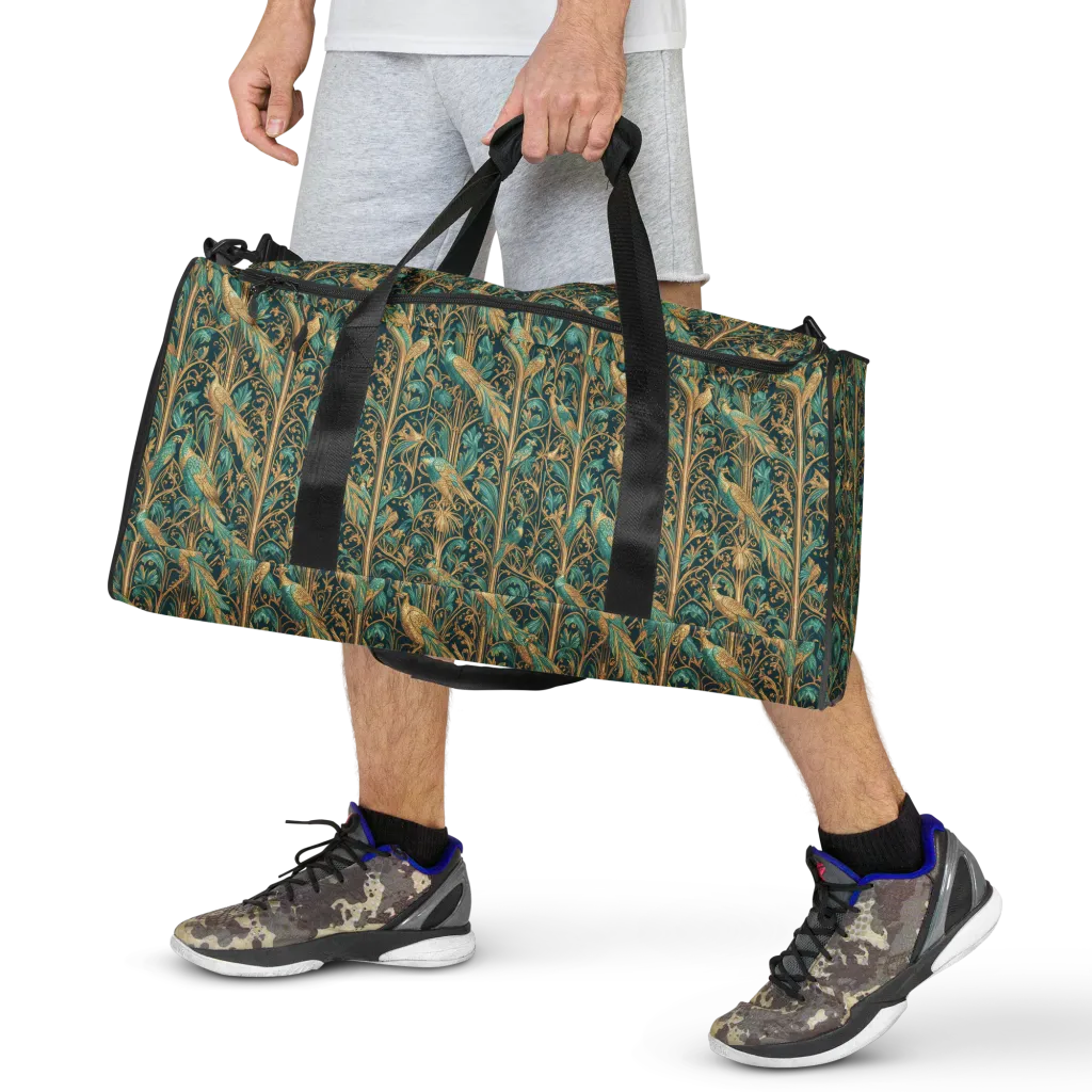 Teal Aviary on Duffle Bag — Front