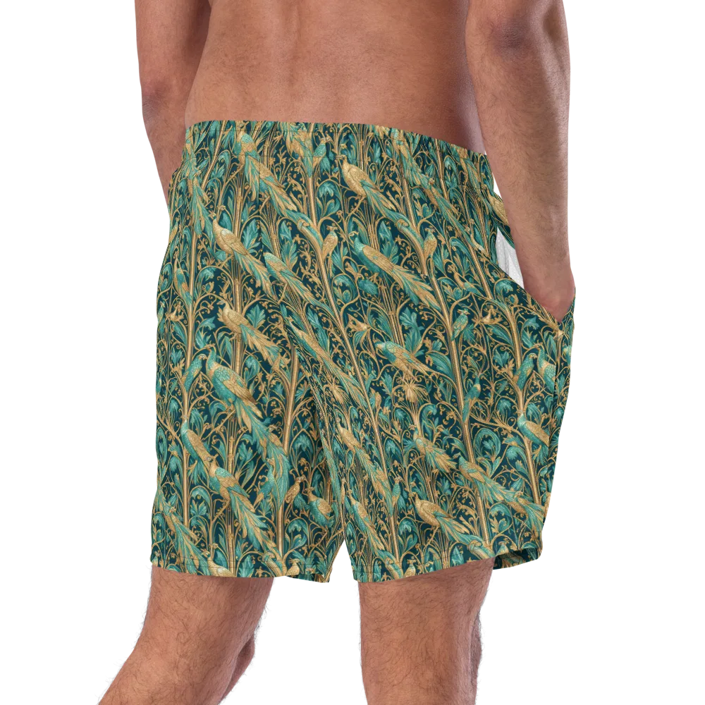 Teal Aviary on Swim Trunks — Right Back