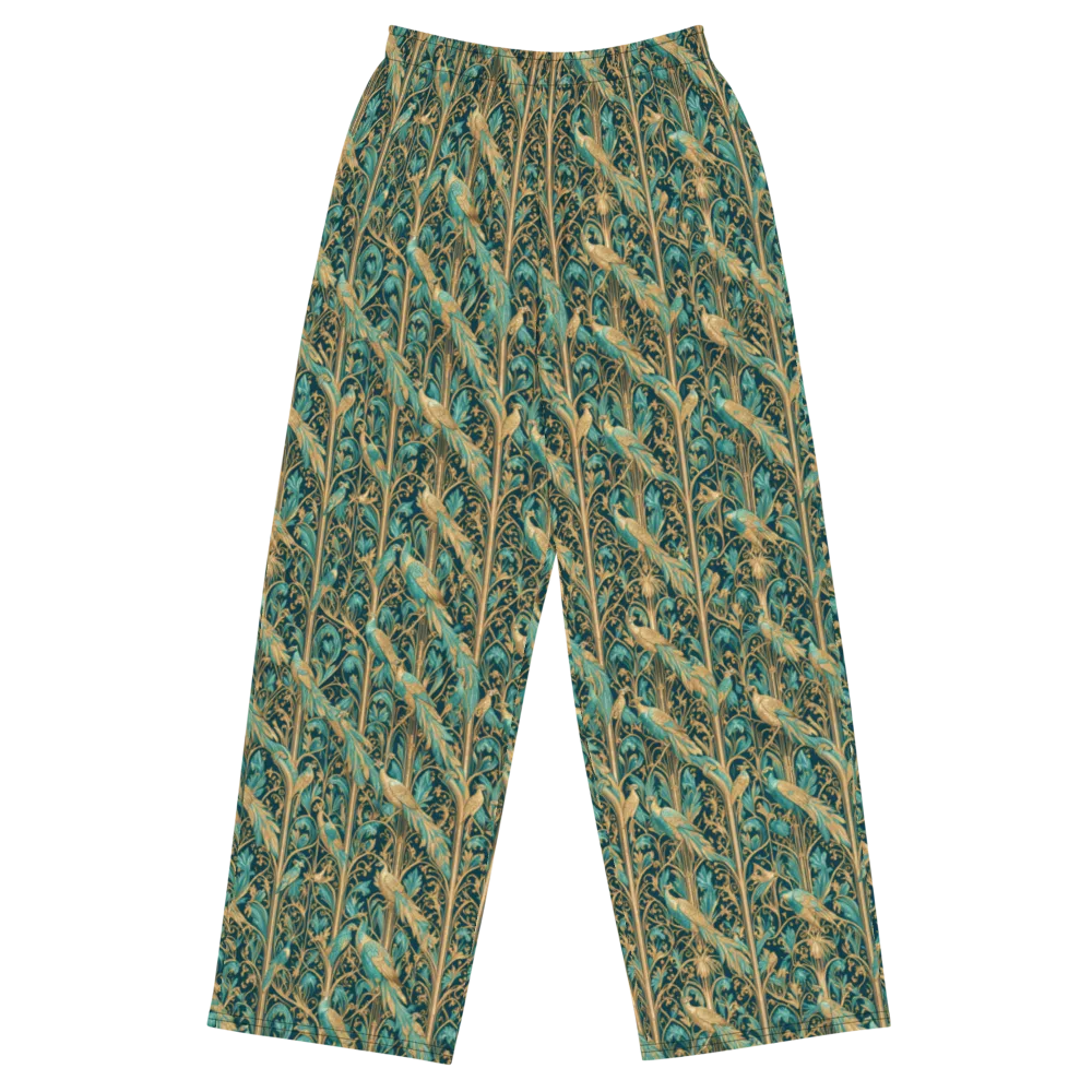 Teal Aviary on Wide-Leg Pants — Front