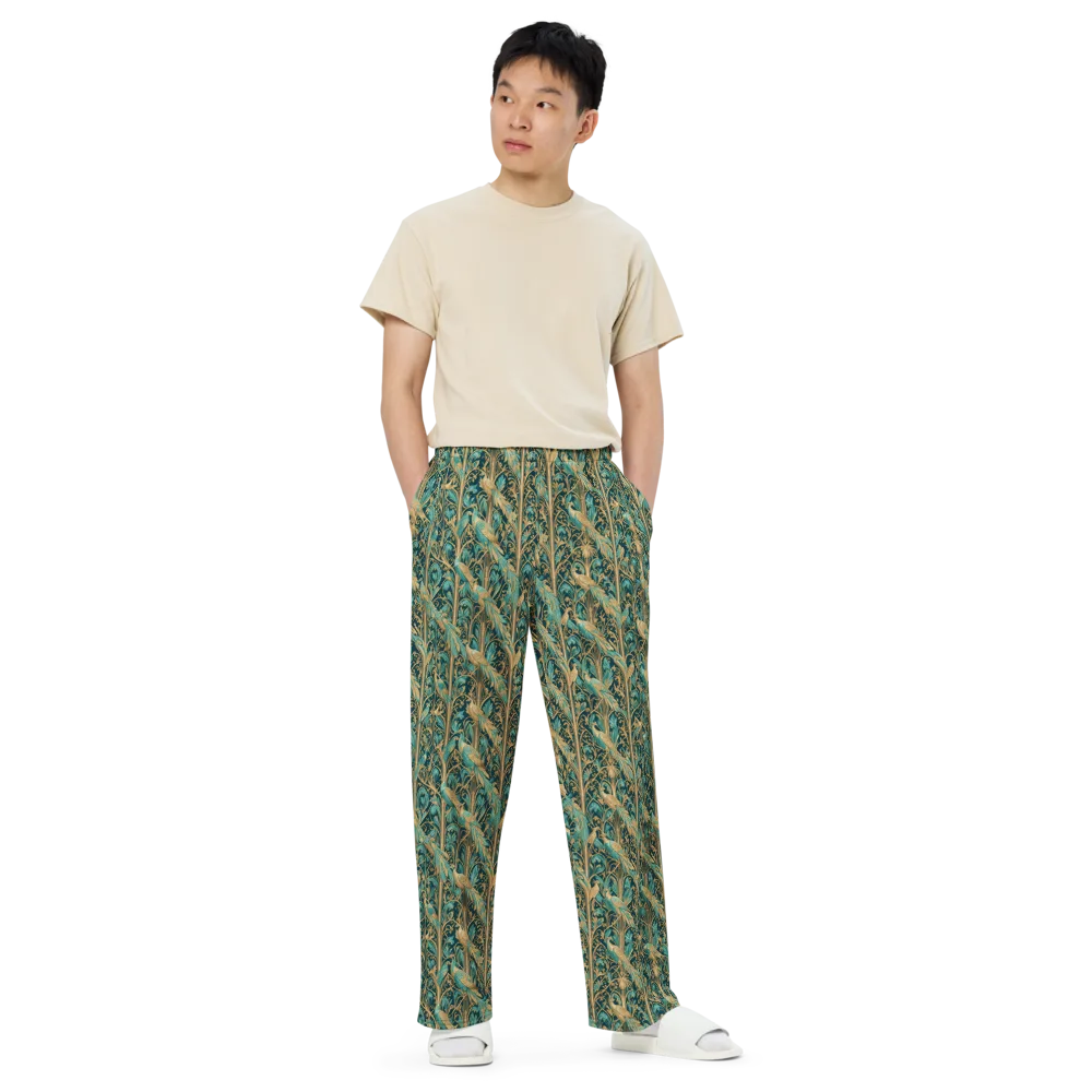 Teal Aviary on Wide-Leg Pants — Front