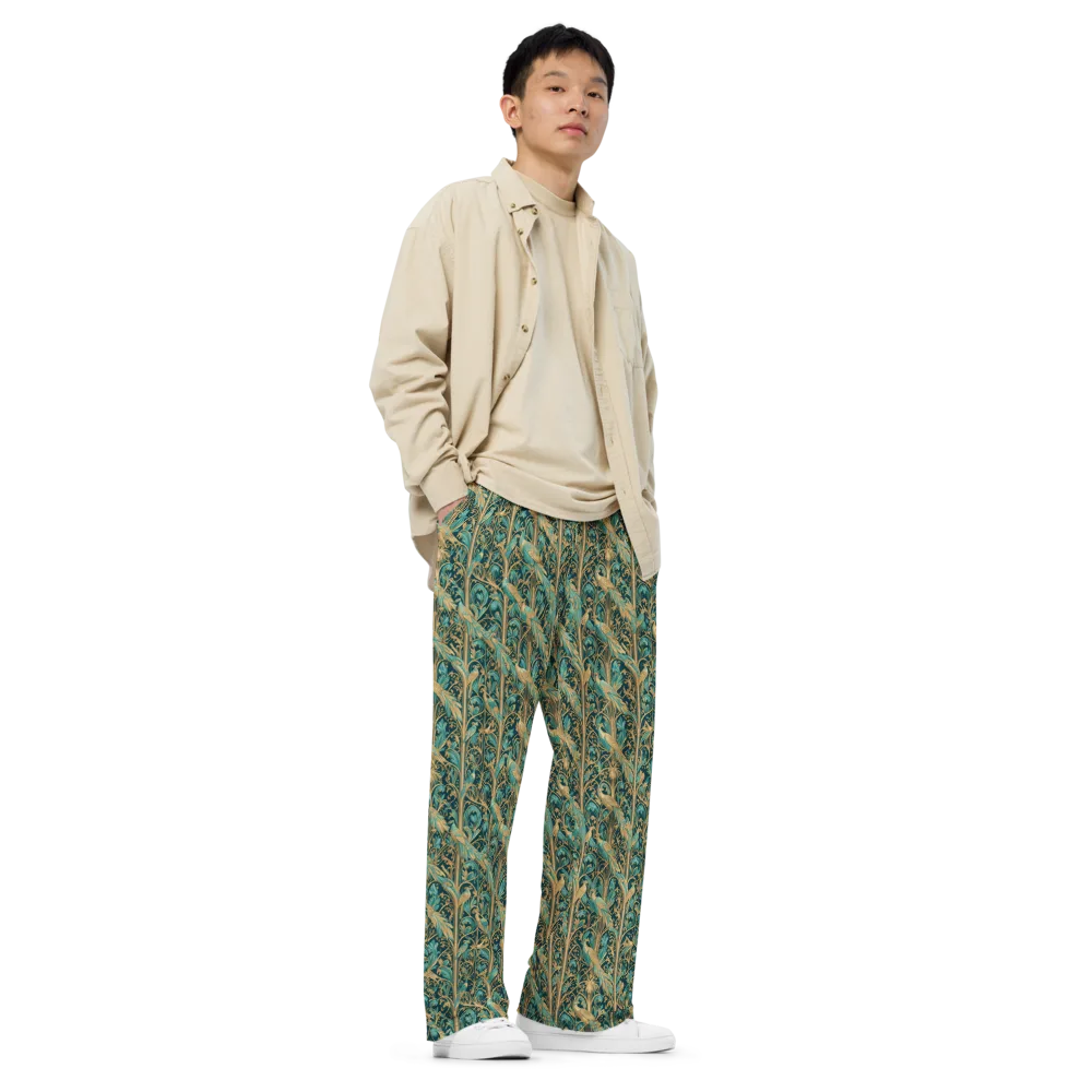 Teal Aviary on Wide-Leg Pants — Right Front