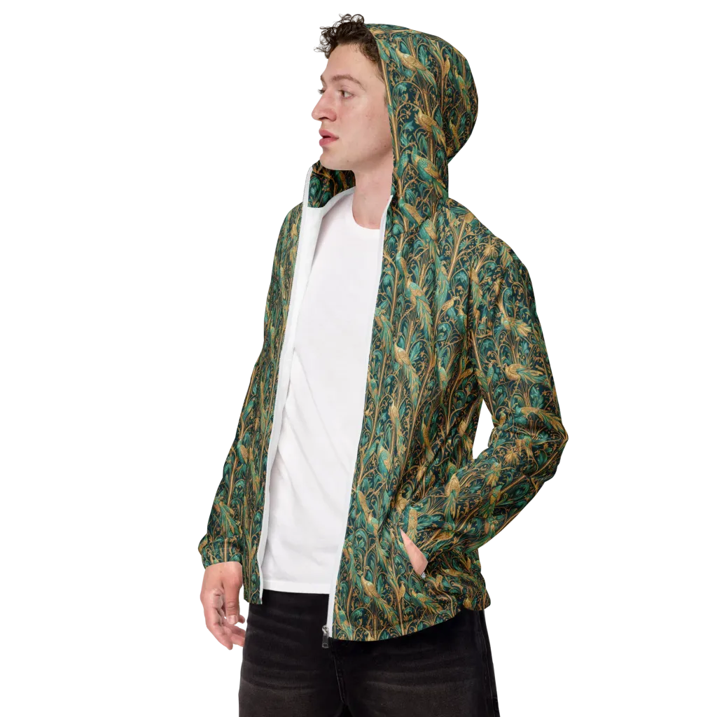 Teal Aviary on Men's Windbreaker — Left Front