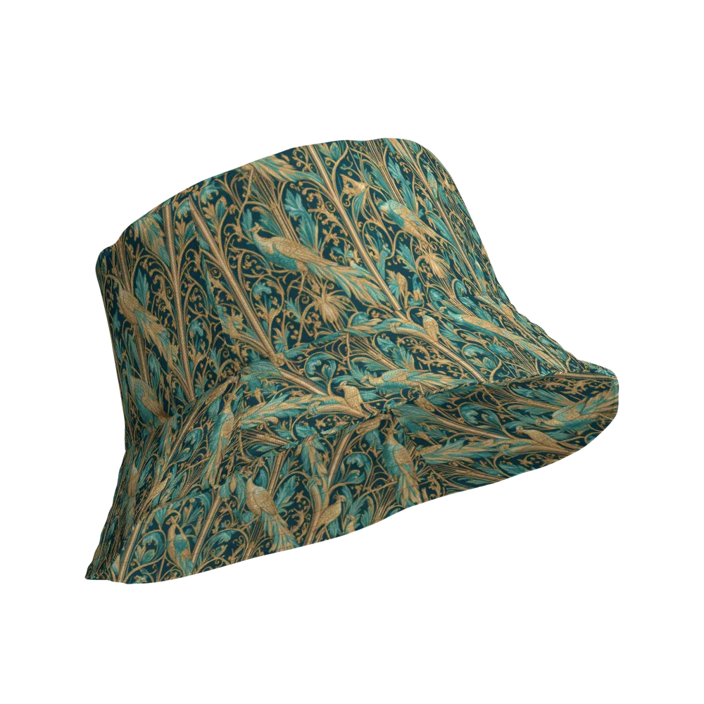 Teal Aviary on Reversible Bucket Hat — Product details Outside