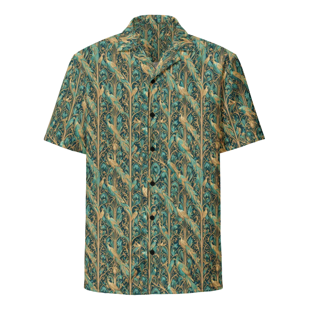 Teal Aviary on Button Shirt — Front